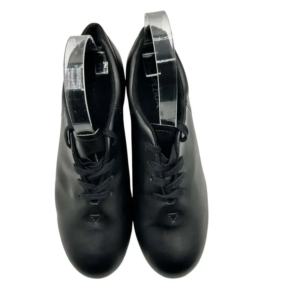 Capezio CG17 Black Leather Lace Up Tap Dance Shoes Women's Size 10 Wide